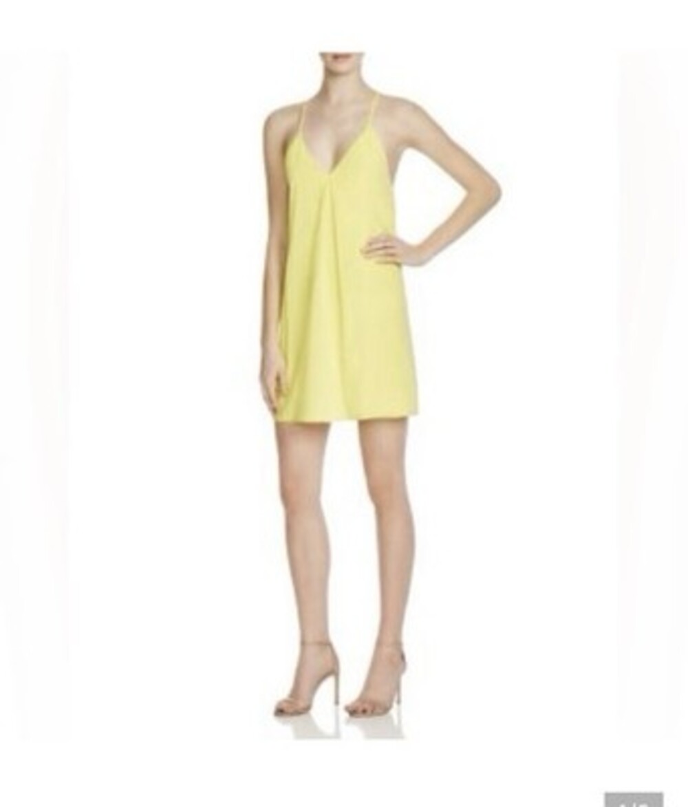 Alice And Olivia Guerra Y Racer Back Dress Yellow Size L . 95% Silk
